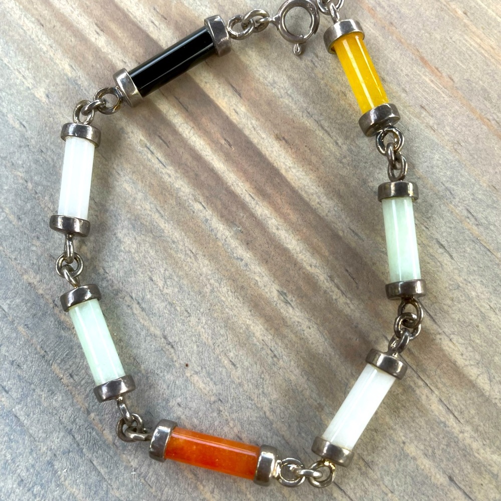 Sterling Silver & Jade Bracelet